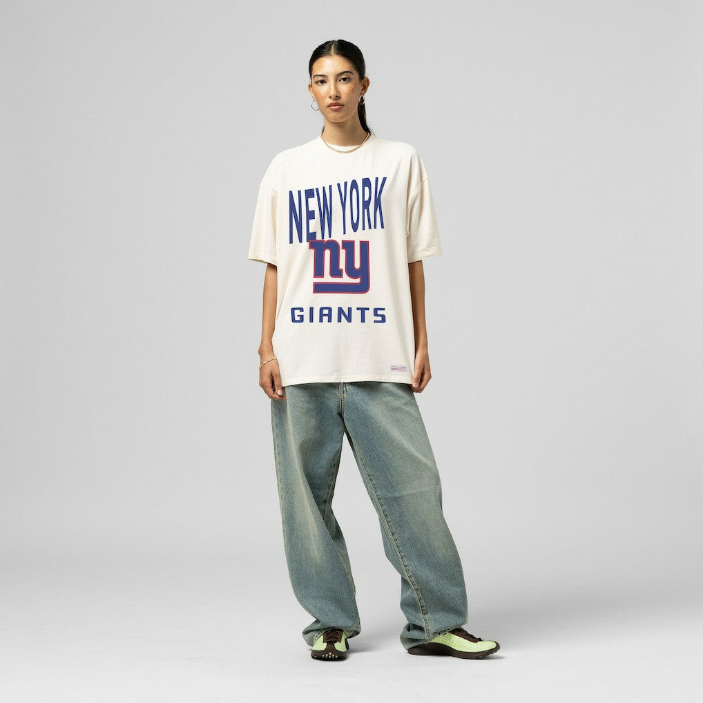 New York Giants Women's Logo Rise Boyfriend T-Shirt - Cream for sale