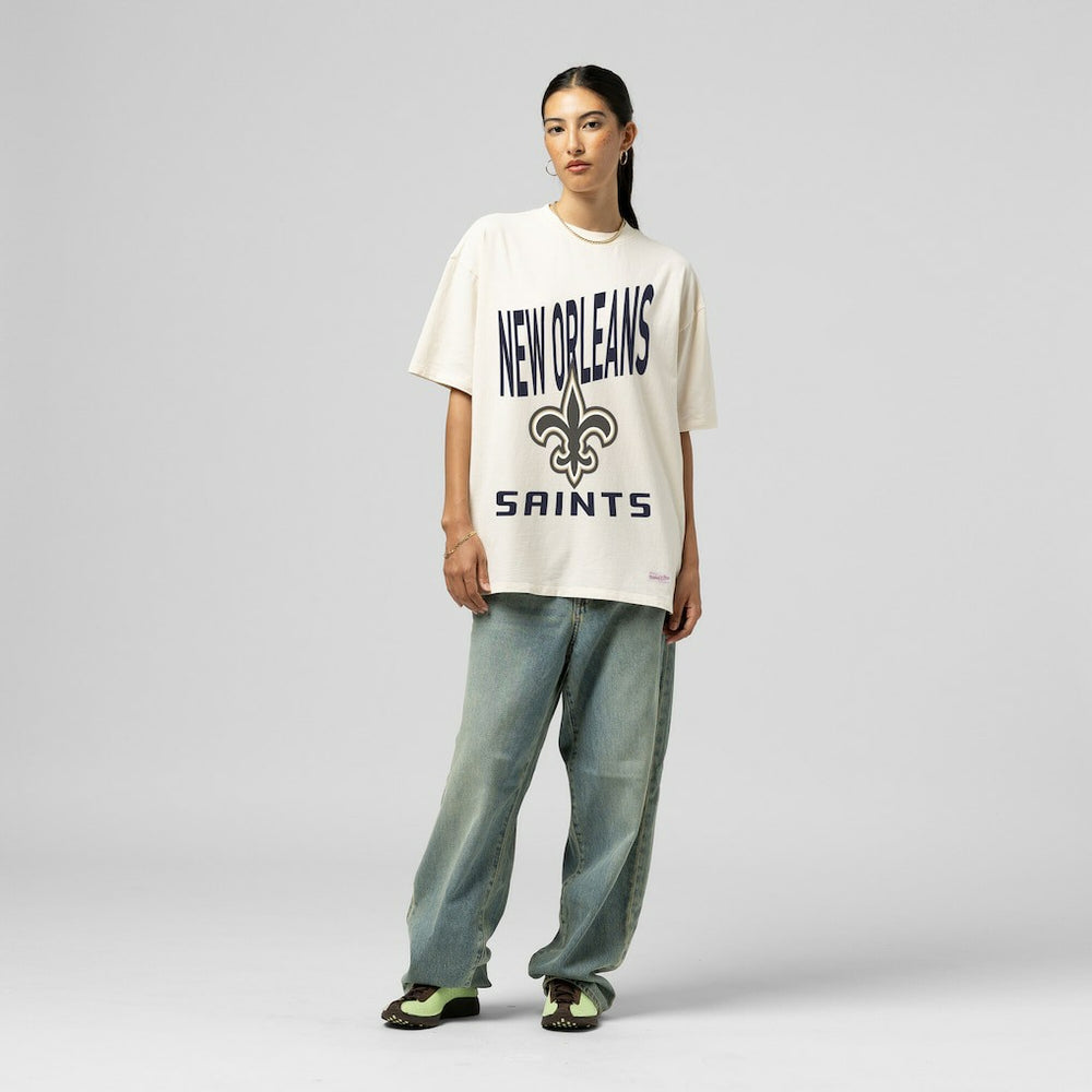 New Orleans Saints Women's Logo Rise Boyfriend T-Shirt - Cream on sale