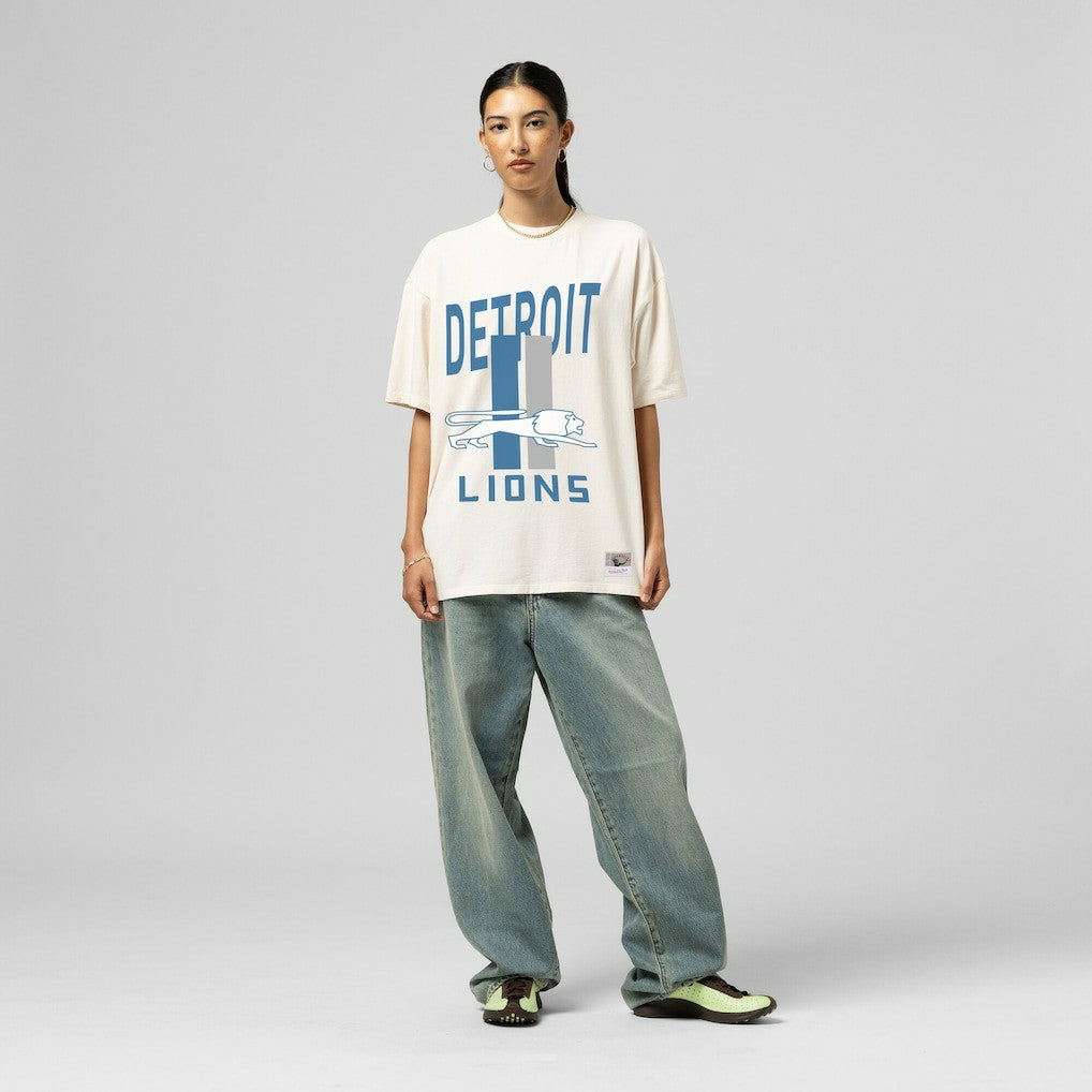 Detroit Lions Women's Logo Rise Boyfriend T-Shirt - Cream outlet