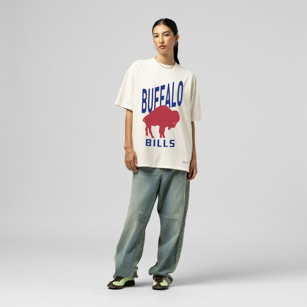 Buffalo Bills Women's Logo Rise Boyfriend T-Shirt - Cream discount