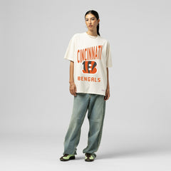 Cincinnati Bengals Women's Logo Rise Boyfriend T-Shirt - Cream sale