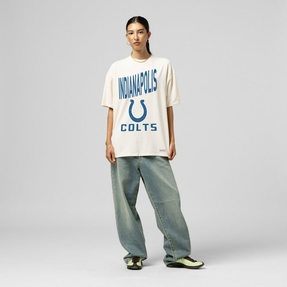 Indianapolis Colts Women's Logo Rise Boyfriend T-Shirt - Cream sale