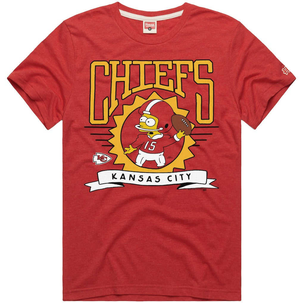 Kansas City Chiefs Homage x The Simpsons Unisex Tri-Blend T-Shirt - Red for sale
