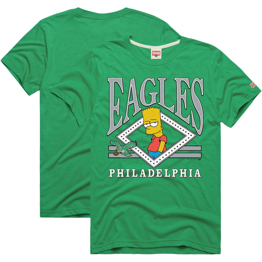 Philadelphia Eagles Homage x The Simpsons Unisex Tri-Blend T-Shirt - Kelly Green sale