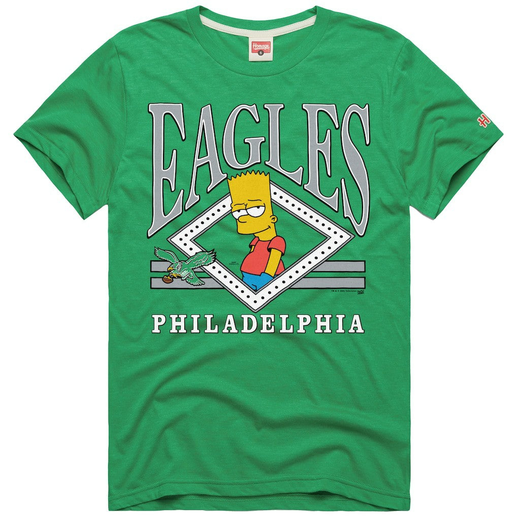 Philadelphia Eagles Homage x The Simpsons Unisex Tri-Blend T-Shirt - Kelly Green sale