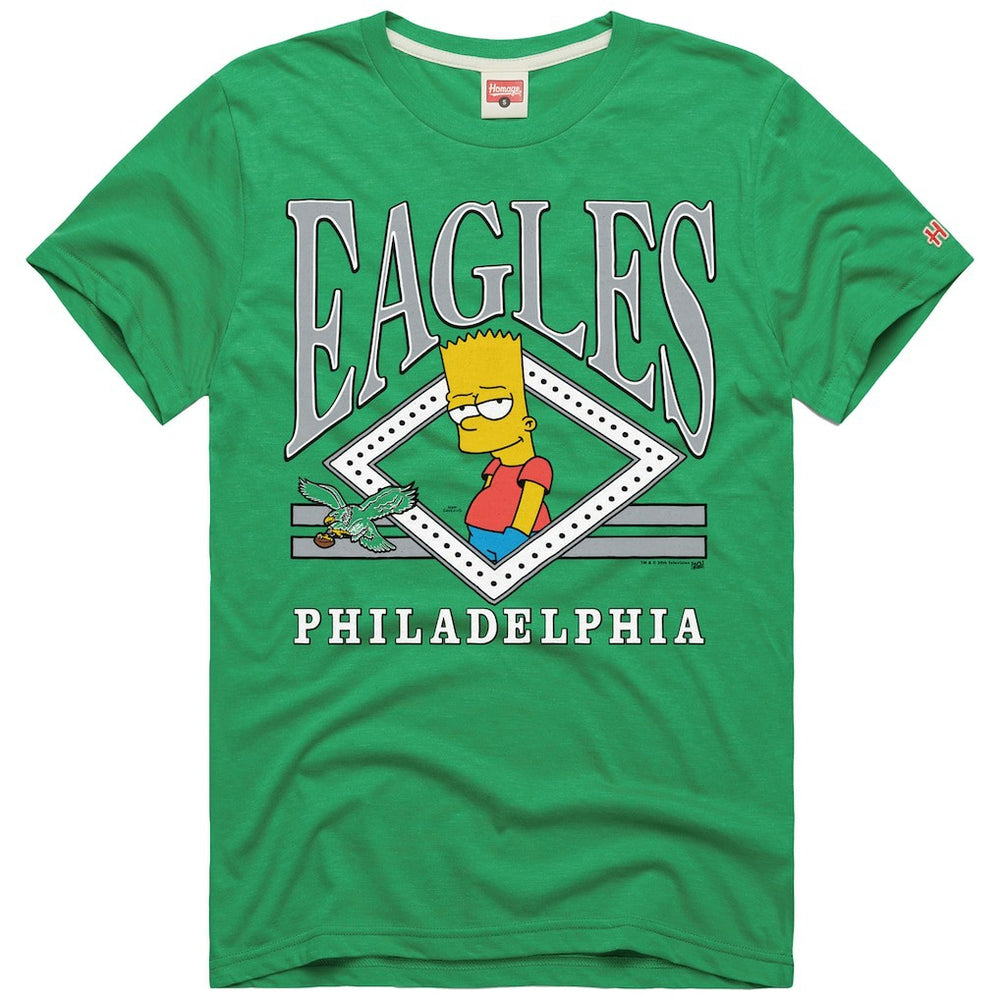 Philadelphia Eagles Homage x The Simpsons Unisex Tri-Blend T-Shirt - Kelly Green sale