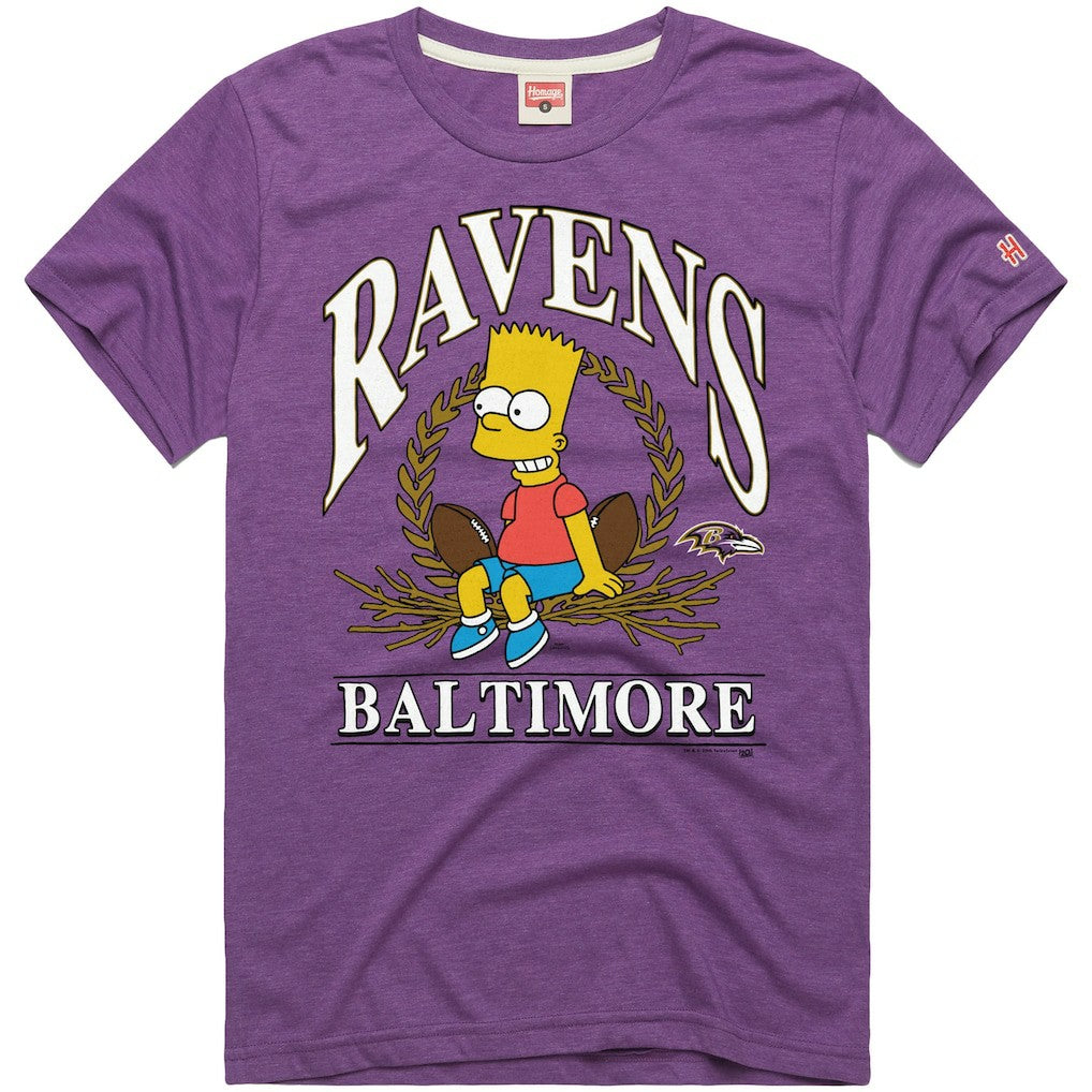 Baltimore Ravens Homage x The Simpsons Unisex Tri-Blend T-Shirt - Purple for sale