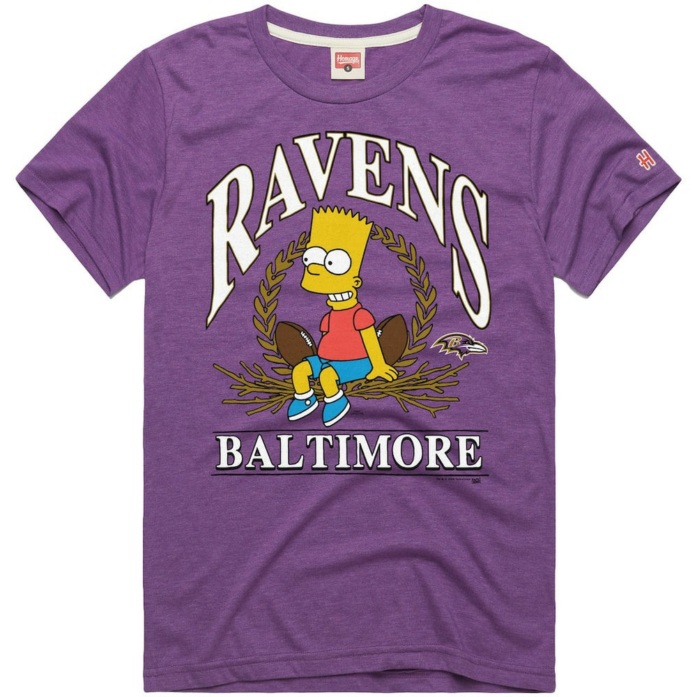 Baltimore Ravens Homage x The Simpsons Unisex Tri-Blend T-Shirt - Purple for sale
