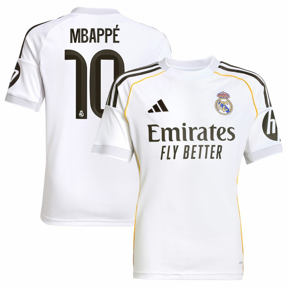 Kylian Mbappé Real Madrid Youth 2025/26 Home Replica Player Jersey - White | Adidas shop