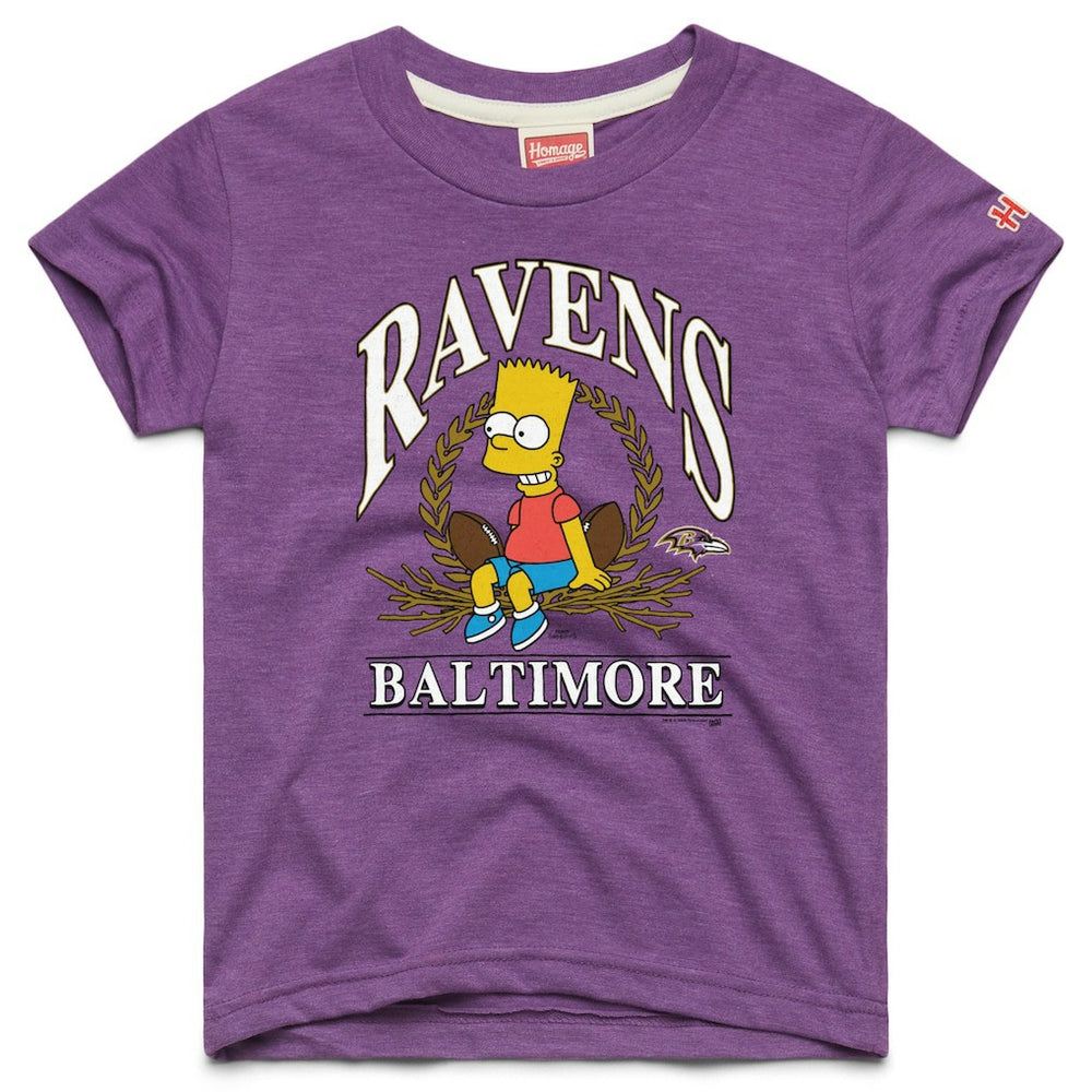 Baltimore Ravens Homage x The Simpsons Youth Tri-Blend T-Shirt - Purple discount