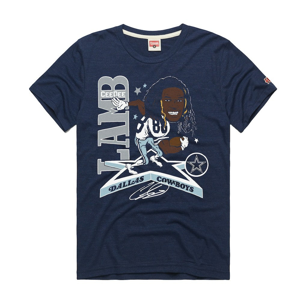 CeeDee Lamb Dallas Cowboys Homage Unisex Caricature Player Graphic Tri-Blend T-Shirt - Navy discount