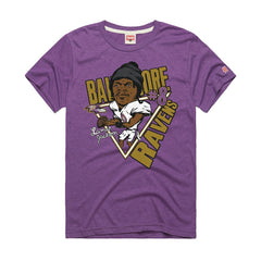 Lamar Jackson Baltimore Ravens Homage Unisex Caricature Player Graphic Tri-Blend T-Shirt - Purple on sale