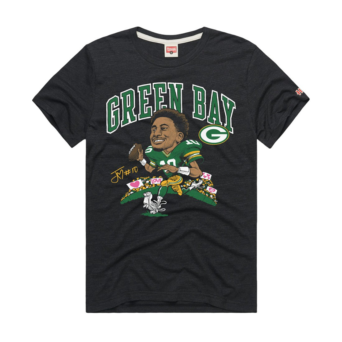 Jordan Love Green Bay Packers Homage Unisex Caricature Player Graphic Tri-Blend T-Shirt - Charcoal cheap