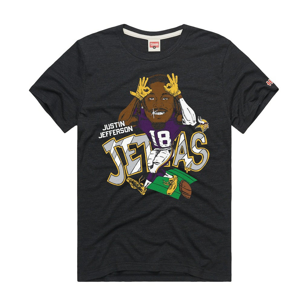 Justin Jefferson Minnesota Vikings Homage Unisex Caricature Player Graphic Tri-Blend T-Shirt - Charcoal online