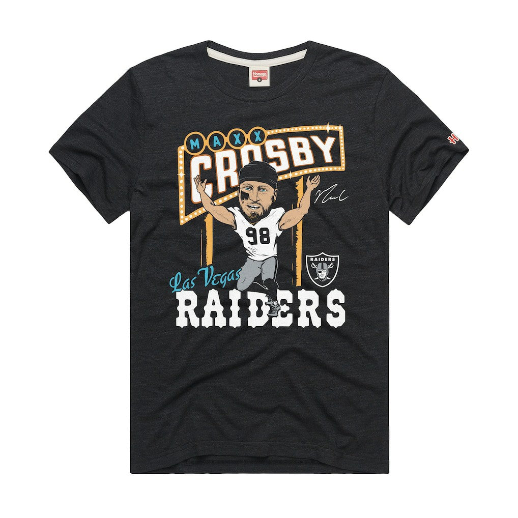 Maxx Crosby Las Vegas Raiders Homage Unisex Caricature Player Graphic Tri-Blend T-Shirt - Charcoal cheap