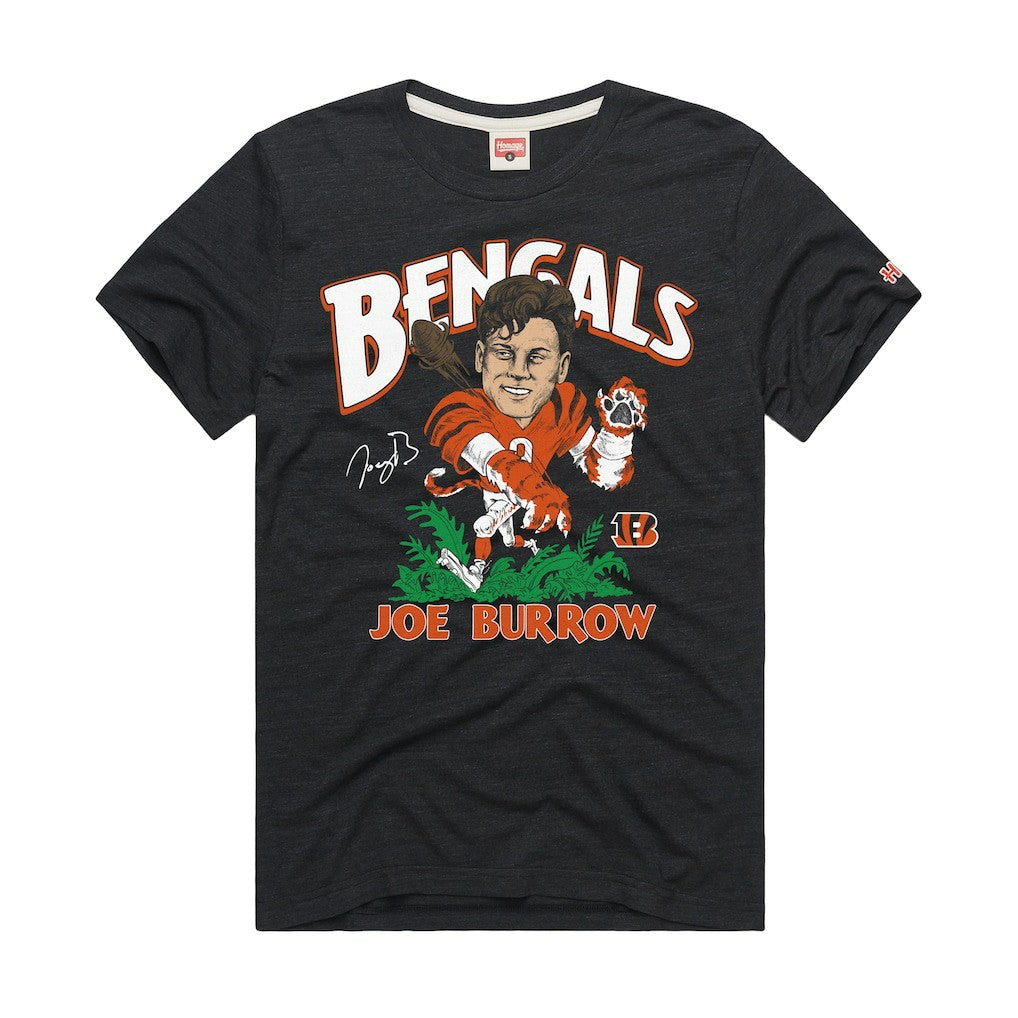 Joe Burrow Cincinnati Bengals Homage Unisex Caricature Player Graphic Tri-Blend T-Shirt - Charcoal cheap