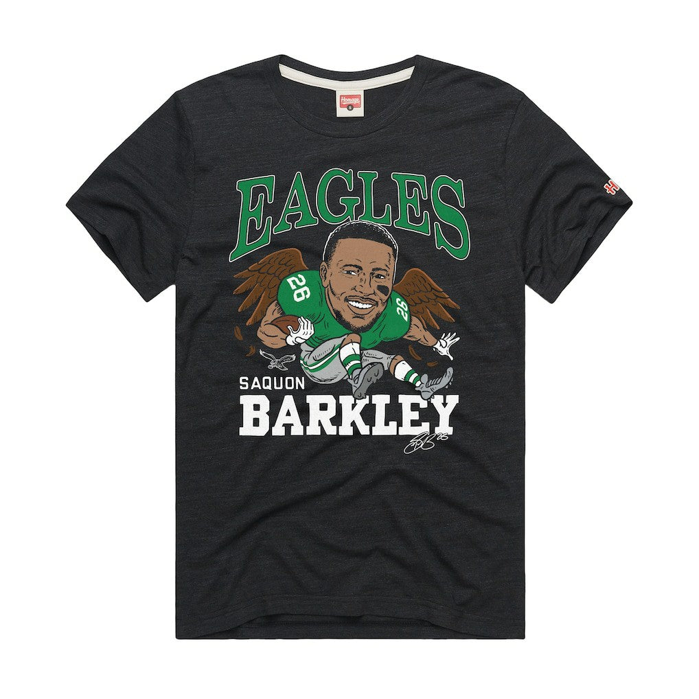 Saquon Barkley Philadelphia Eagles Homage Unisex Caricature Player Graphic Tri-Blend T-Shirt - Charcoal cheap