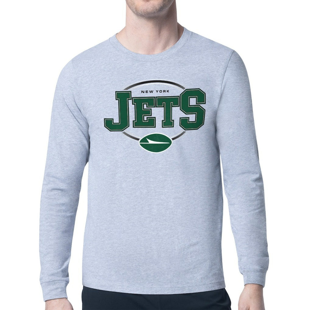 New York Jets Starter Team Track Graphic Long Sleeve T-Shirt - Heather Gray sale