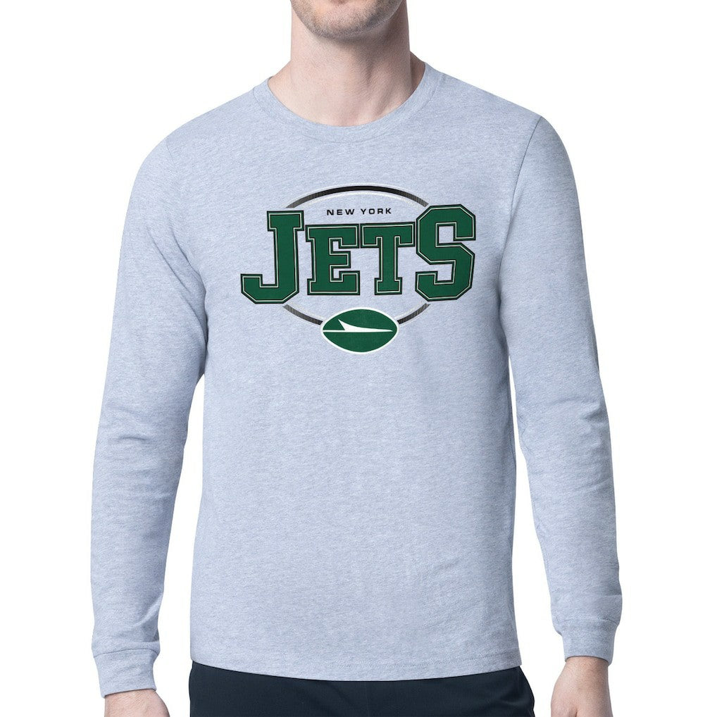 New York Jets Starter Team Track Graphic Long Sleeve T-Shirt - Heather Gray sale