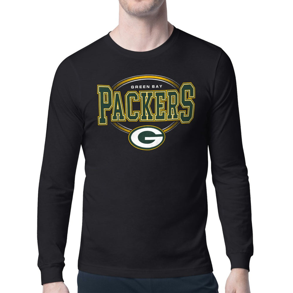 Green Bay Packers Starter Team Track Graphic Long Sleeve T-Shirt - Black for sale