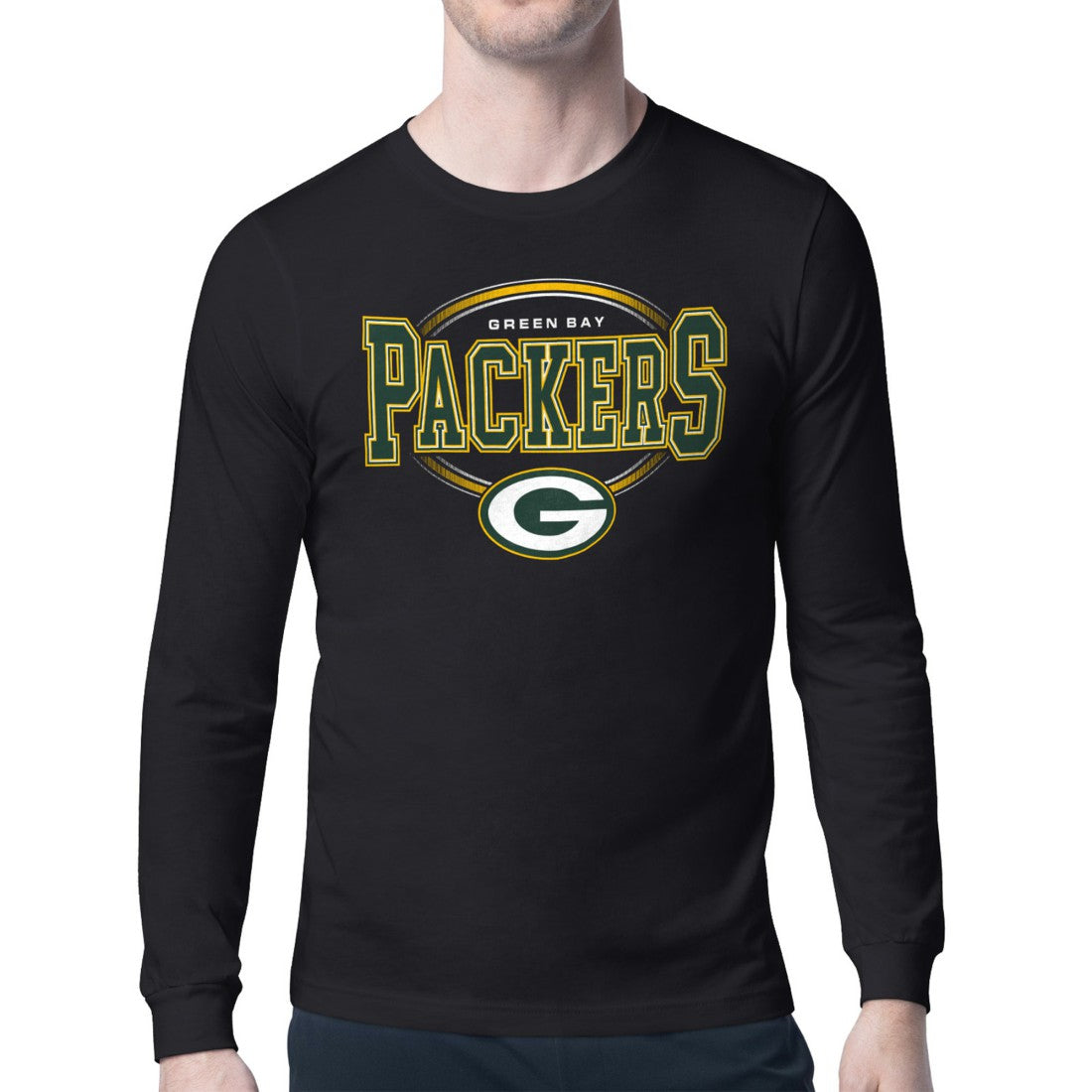 Green Bay Packers Starter Team Track Graphic Long Sleeve T-Shirt - Black for sale