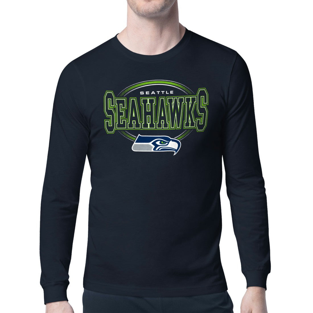 Seattle Seahawks Starter Team Track Graphic Long Sleeve T-Shirt - College Navy for sale