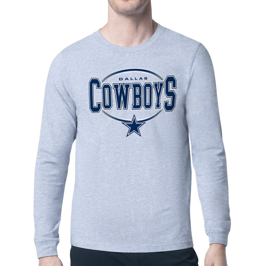 Dallas Cowboys Starter Team Track Graphic Long Sleeve T-Shirt - Heather Gray outlet