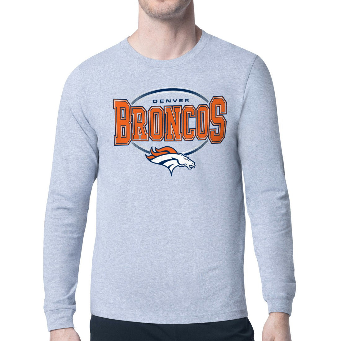 Denver Broncos Starter Team Track Graphic Long Sleeve T-Shirt - Heather Gray outlet