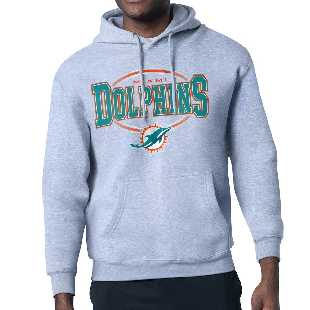 Miami Dolphins Starter Team Track Graphic Pullover Hoodie - Heather Gray discount