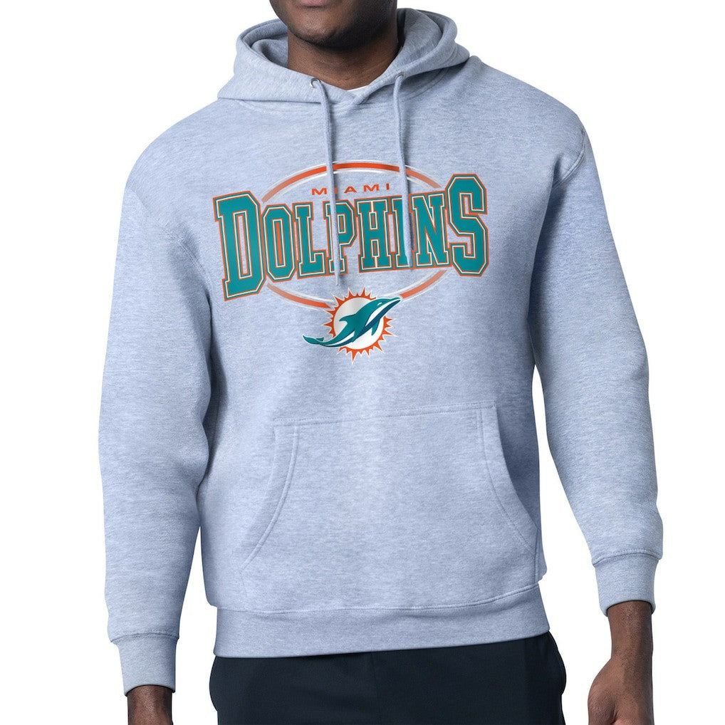 Miami Dolphins Starter Team Track Graphic Pullover Hoodie - Heather Gray discount