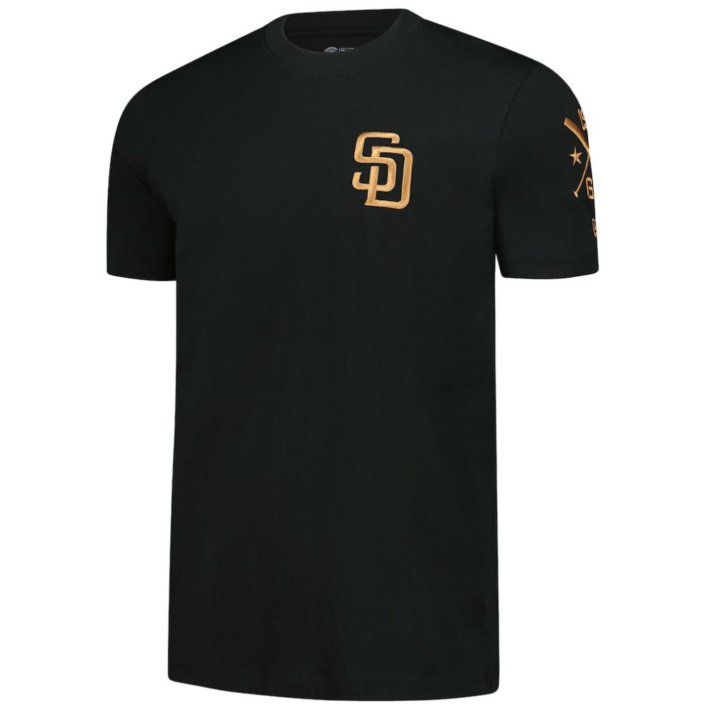 San Diego Padres Bronze Logo with Cross Bats Established T-Shirt - Black | New Era