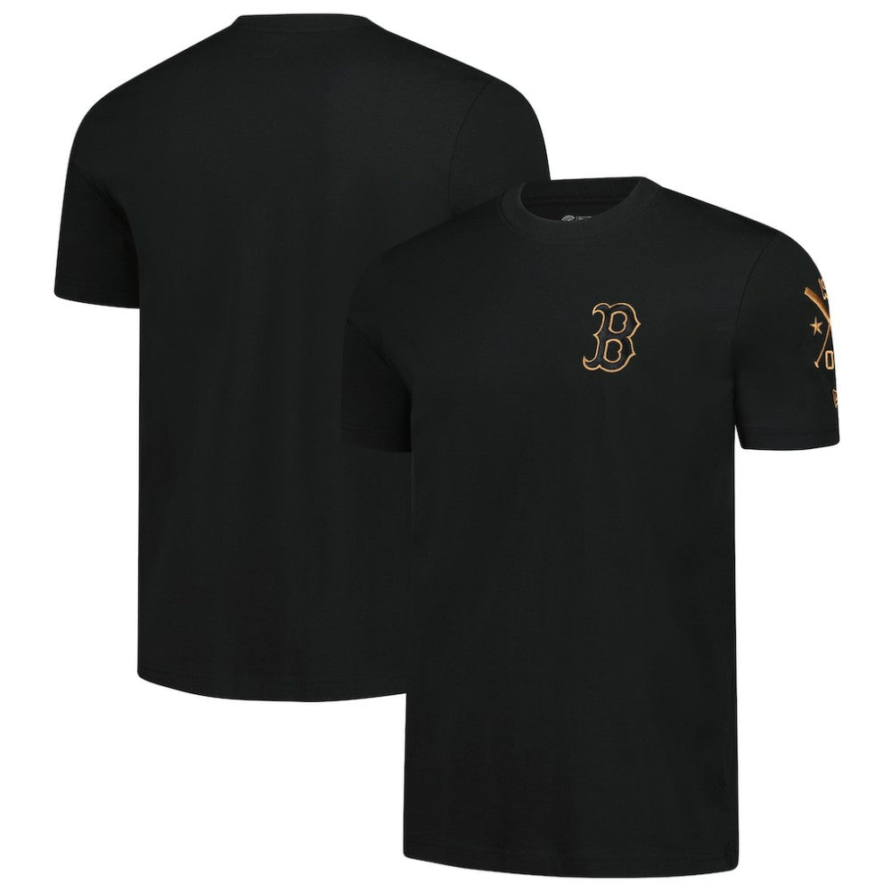 Boston Red Sox Bronze Logo with Cross Bats Established T-Shirt - Black | New Era