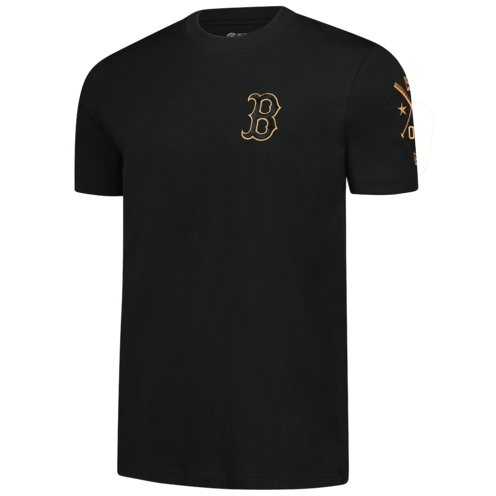 Boston Red Sox Bronze Logo with Cross Bats Established T-Shirt - Black | New Era