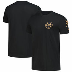 Chicago Cubs Bronze Logo with Cross Bats Established T-Shirt - Black | New Era