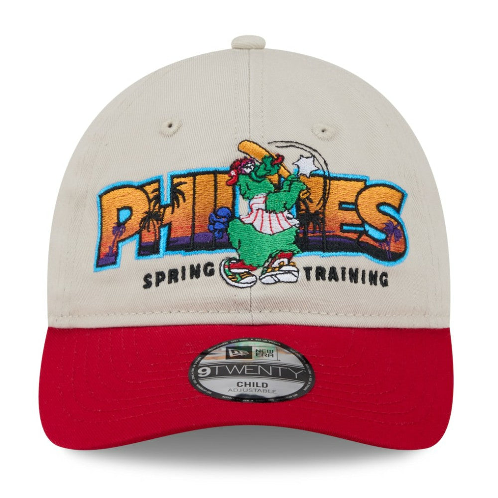 Philadelphia Phillies Youth 2026 Spring Training Fan Pack Batter 9TWENTY Adjustable Hat - Stone/Red | New Era