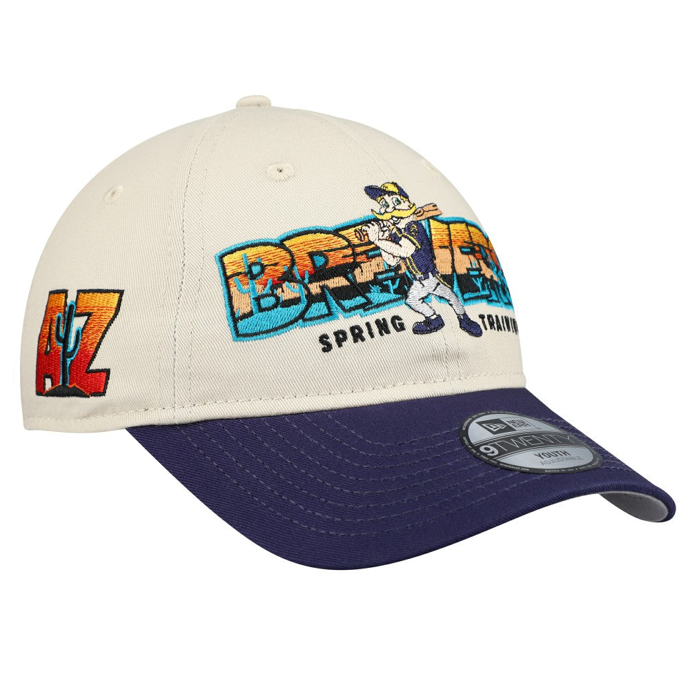 Milwaukee Brewers Youth 2026 Spring Training Fan Pack Batter 9TWENTY Adjustable Hat - Stone/Navy | New Era