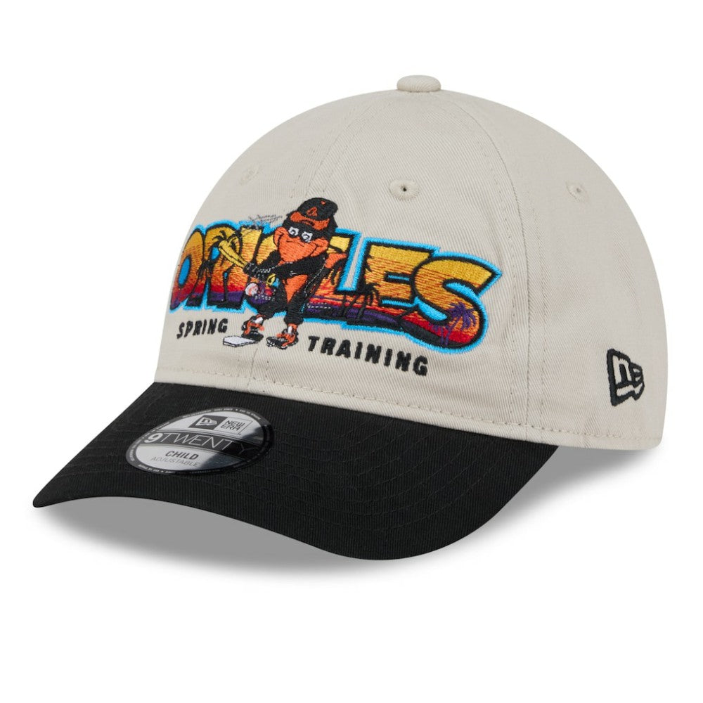 Baltimore Orioles Youth 2026 Spring Training Fan Pack Batter 9TWENTY Adjustable Hat - Stone/Black | New Era