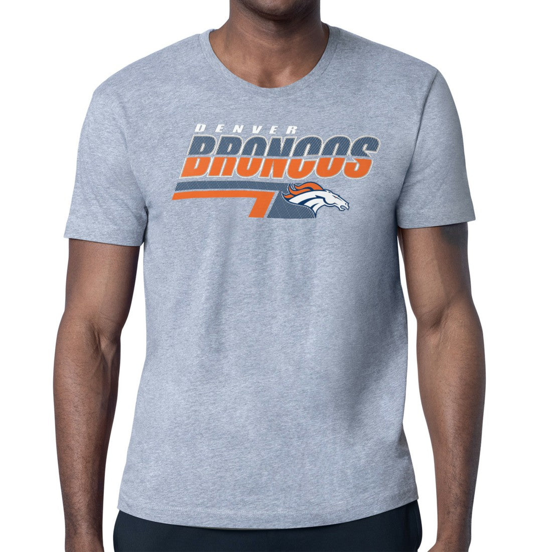 Denver Broncos Starter Logo Push Graphic T-Shirt - Heather Gray sale
