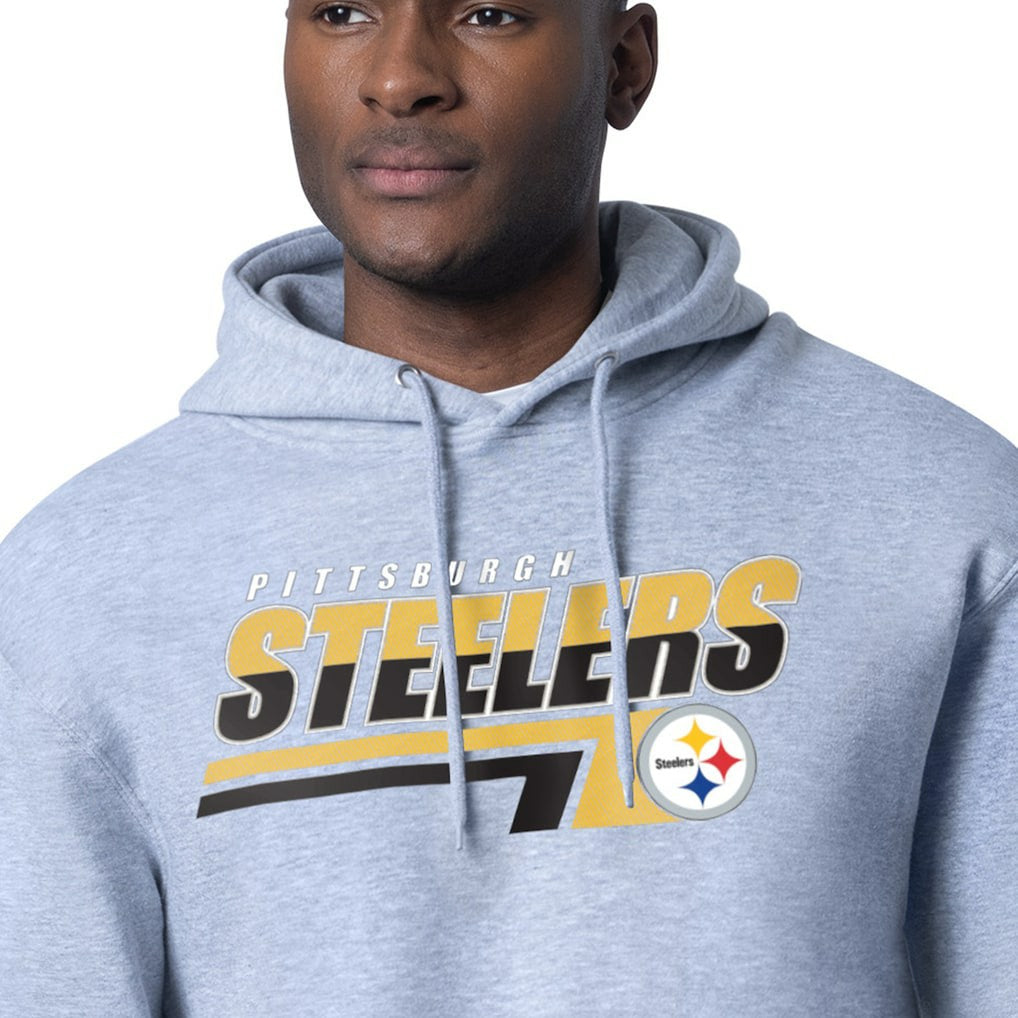 Pittsburgh Steelers Starter Logo Push Graphic Hoodie - Heather Gray cheap