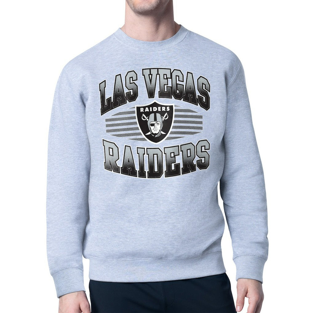 Las Vegas Raiders Starter Team Grit Graphic Fleece Pullover Sweatshirt - Heather Gray sale