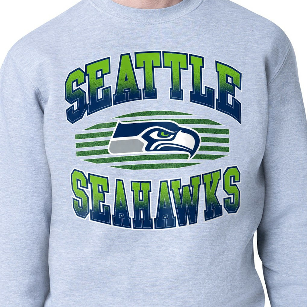 Seattle Seahawks Starter Team Grit Graphic Fleece Pullover Sweatshirt - Heather Gray discount