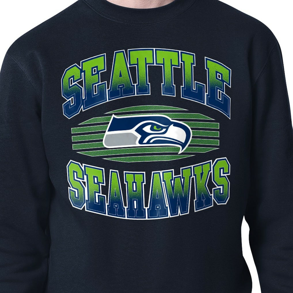 Seattle Seahawks Starter Team Grit Graphic Fleece Pullover Sweatshirt - College Navy sale