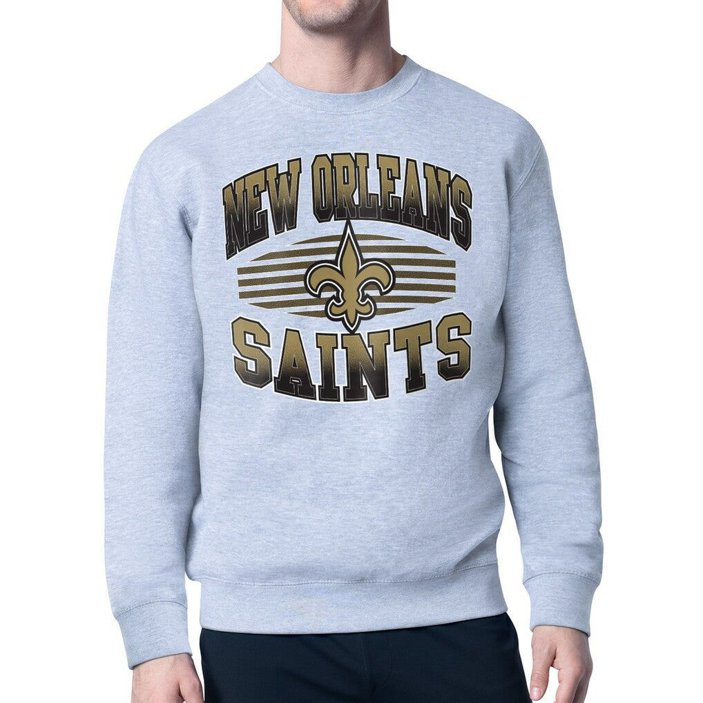 New Orleans Saints Starter Team Grit Graphic Fleece Pullover Sweatshirt - Heather Gray cheap