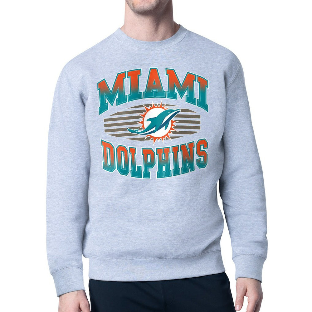 Miami Dolphins Starter Team Grit Graphic Fleece Pullover Sweatshirt - Heather Gray cheap
