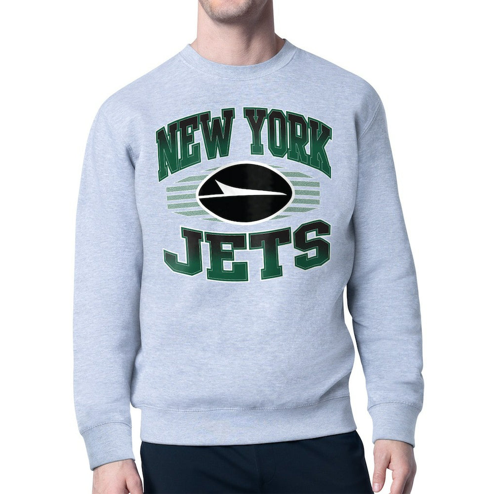 New York Jets Starter Team Grit Graphic Fleece Pullover Sweatshirt - Heather Gray outlet