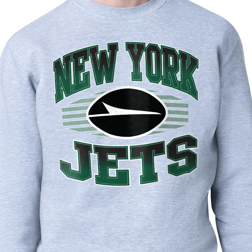 New York Jets Starter Team Grit Graphic Fleece Pullover Sweatshirt - Heather Gray outlet