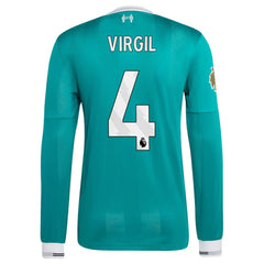 Virgil van Dijk Liverpool 2025/26 Third Long Sleeve Player Jersey - Green | Adidas on sale