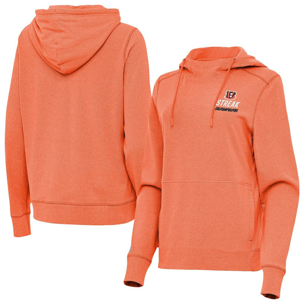 Cincinnati Bengals Antigua Women's Streak Justice Pullover Hoodie - Heather Orange on sale