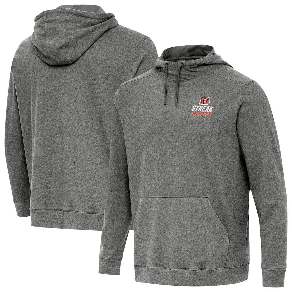 Cincinnati Bengals Antigua Streak Cloud Pullover Hoodie - Heather Black for sale