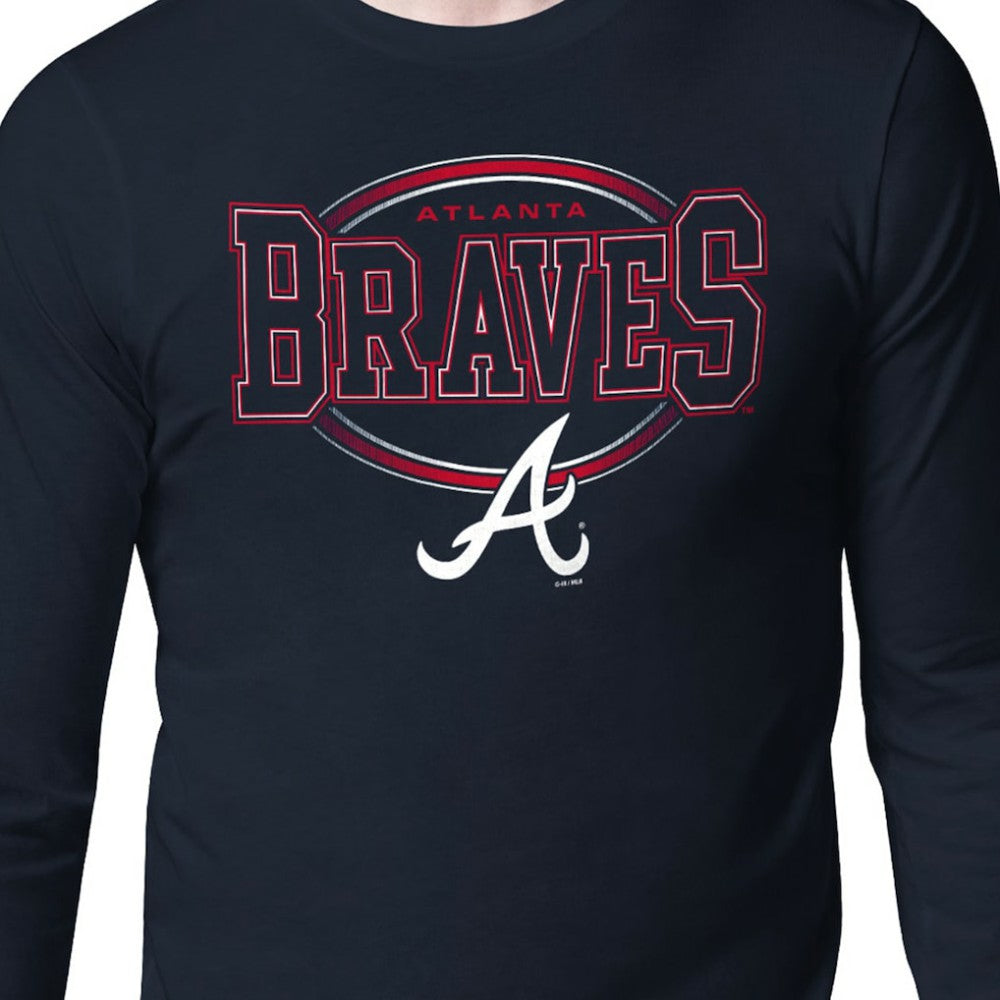 Atlanta Braves Starter Team Track Graphic Long Sleeve T-Shirt - Navy